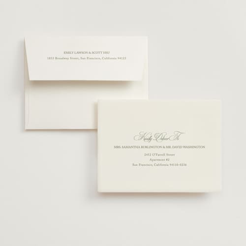 This is a garden bridal shower thank you cards with standard by Kelly Schmidt called chic script printing on strathmore in standard