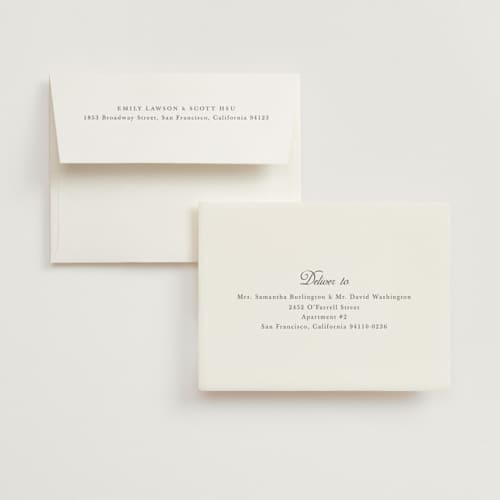 This is a peach bridal shower thank you cards with standard by Sara Hicks Malone called awning stripe printing on strathmore in standard