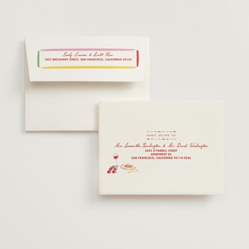 This is a rossa bridal shower thank you cards with standard by Sarah Rosenthal called bella vita printing on strathmore in standard