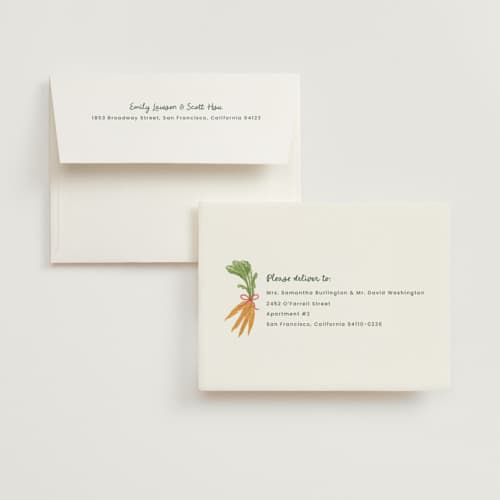 This is a cherry bridal shower thank you cards with standard by Adelyn T. called farmer's market printing on strathmore in standard