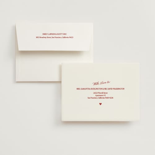 This is a ruby bridal shower thank you cards with standard by Helena Vitto called club amore printing on strathmore in standard