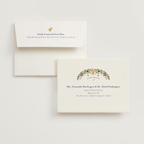 This is a cerulean bridal shower thank you cards with standard by Susan Moyal called amore floral printing on strathmore in standard