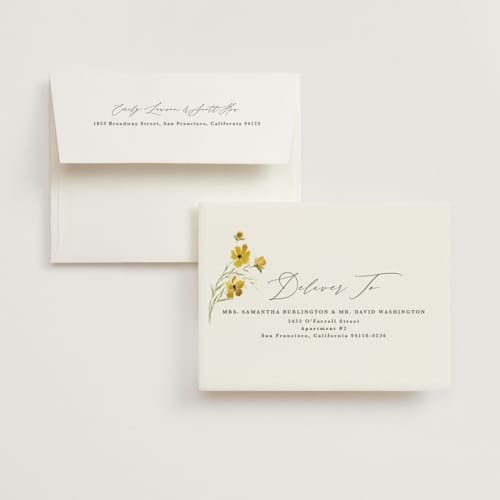 This is a sunshine bridal shower thank you cards with standard by Kate Ahn called briar printing on strathmore in standard