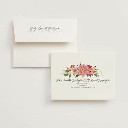 This is a coral bridal shower thank you cards with standard by Susan Moyal called summer fresh printing on strathmore in standard