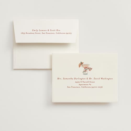 This is a agrume bridal shower thank you cards with standard by Jamie Alexander called pamplemousse printing on strathmore in standard