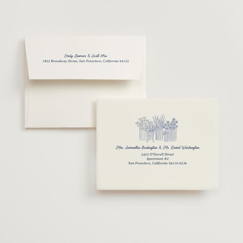 This is a bluebird bridal shower thank you cards with standard by Carolyn Kach called fresh off the market printing on strathmore in standard