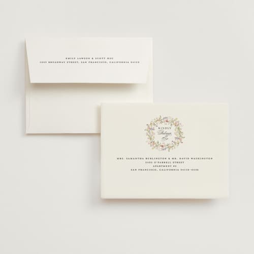 This is a blush bridal shower thank you cards with standard by Lori Wemple called floral frame printing on strathmore in standard