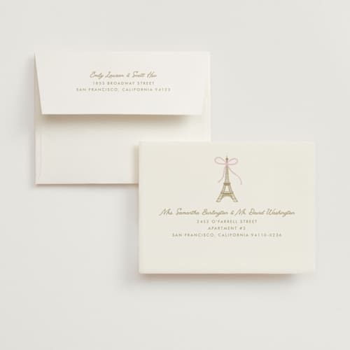 This is a menthe bridal shower thank you cards with standard by mo kelley called ooh la la printing on strathmore in standard
