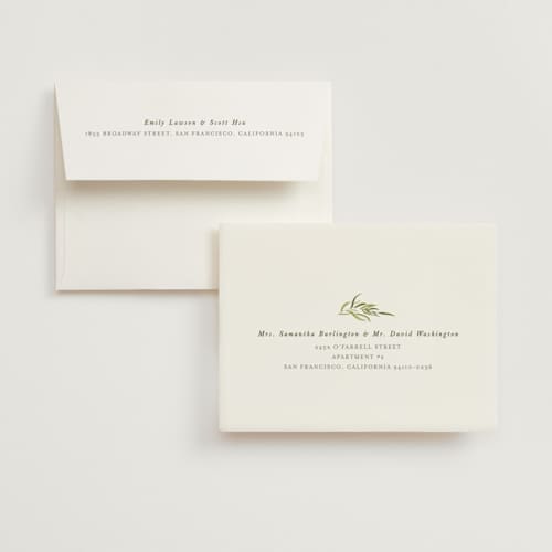 This is a garden bridal shower thank you cards with standard by Leah Bisch called verdure printing on strathmore in standard