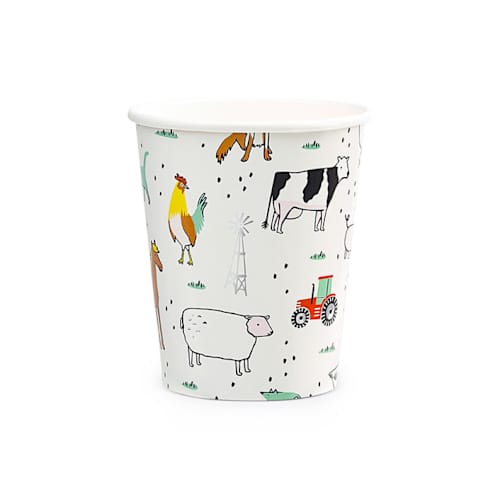 This is a multicolor party decorations by Jollity and Co called on the farm 9 oz cups - pack of 8 in standard