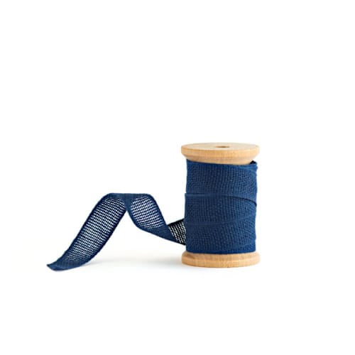 This is a navy wedding ribbon by Minted called navy loose weave cotton in standard