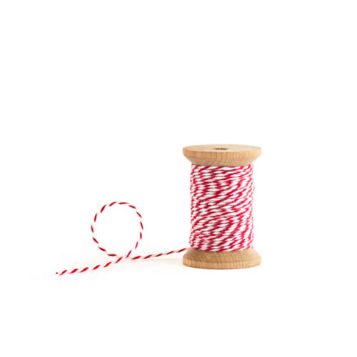 This is a white + red wedding ribbon by Minted called white & red baker's twine in standard
