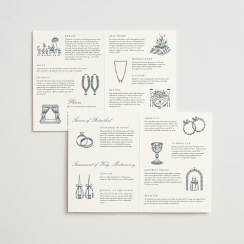 This is a something blue unique wedding programs with foil pressed by Gwen Bedat called floral romance printing on signature in folded