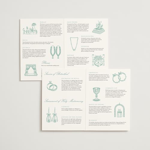 This is a mint unique wedding programs with foil pressed by Teju Reval called royal wedding printing on signature in folded