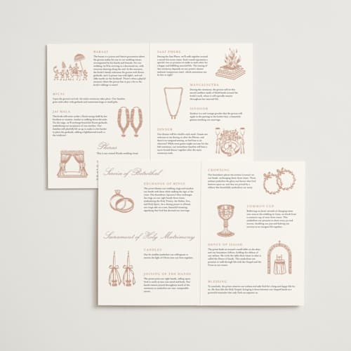 This is a dusty pink unique wedding programs with standard by Jennifer Postorino called avery printing on signature in folded