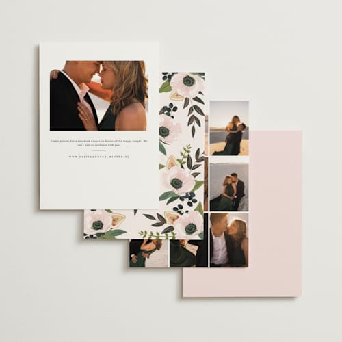 This is a blush rehearsal dinner invitations with standard by Susan Moyal called figs & flowers printing on signature in standard