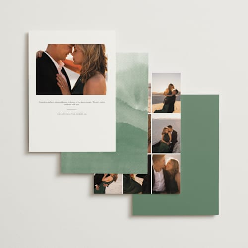 This is a fern rehearsal dinner invitations with standard by Helen Halik called over the mountains printing on signature in standard