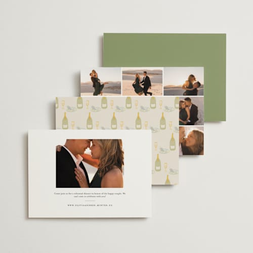 This is a olive rehearsal dinner invitations with standard by Elly called dining printing on signature in standard