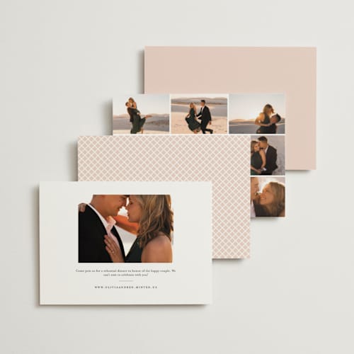 This is a dusty rose rehearsal dinner invitations with standard by Creo Study called modern type printing on signature in standard
