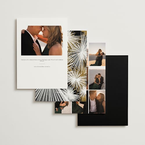 This is a marble rehearsal dinner invitations with standard by Owl and Toad called polished printing on signature in standard