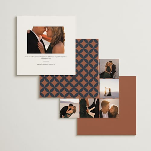 This is a midnight rehearsal dinner invitations with standard by Gwen Bedat called round printing on signature in standard