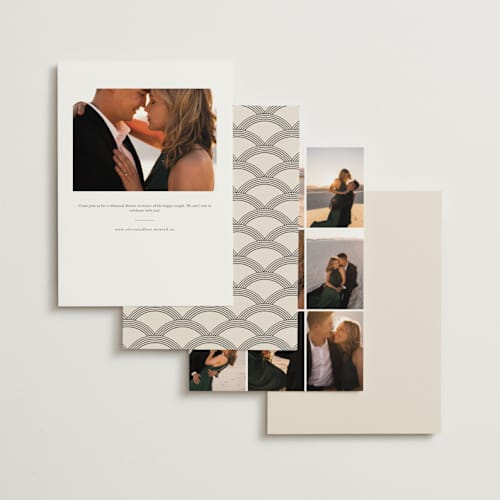 This is a ivory rehearsal dinner invitations with standard by Amy Payne called eat drink get married printing on signature in standard