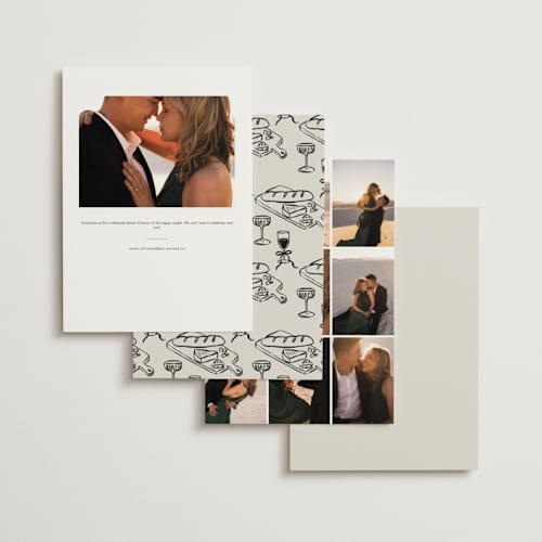 This is a sunset rehearsal dinner invitations with standard by Elly called gathering printing on signature in standard