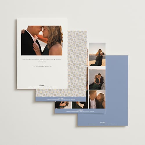 This is a balmy blue rehearsal dinner invitations with standard by Sabrin Deirani called table feast printing on signature in standard