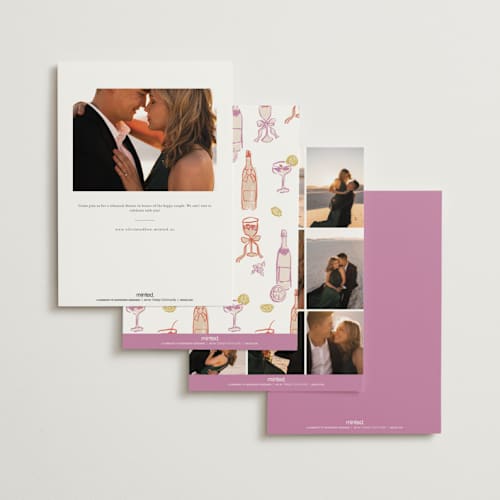This is a orchid rehearsal dinner invitations with standard by Cass Loh called cocktails and laughter printing on signature in standard