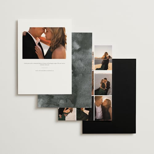 This is a alabaster rehearsal dinner invitations with foil pressed by Itsy Belle Studio called demi printing on signature in standard