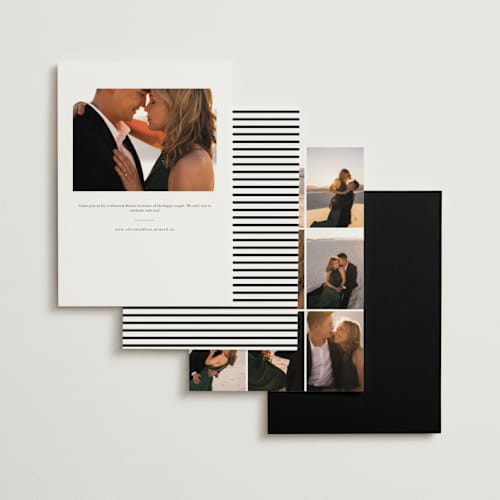 This is a cotton rehearsal dinner invitations with foil pressed by Stacey Meacham called luster printing on signature in standard