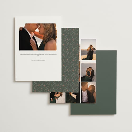 This is a forest rehearsal dinner invitations with foil pressed by Becky Nimoy called forest stars printing on signature in standard
