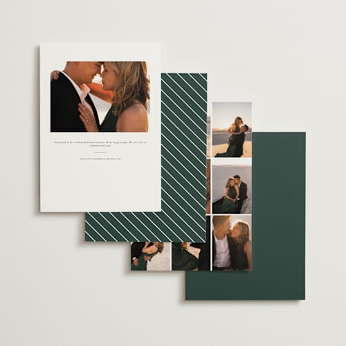 This is a evergreen rehearsal dinner invitations with foil pressed by Nicole Walsh called regal printing on signature in standard