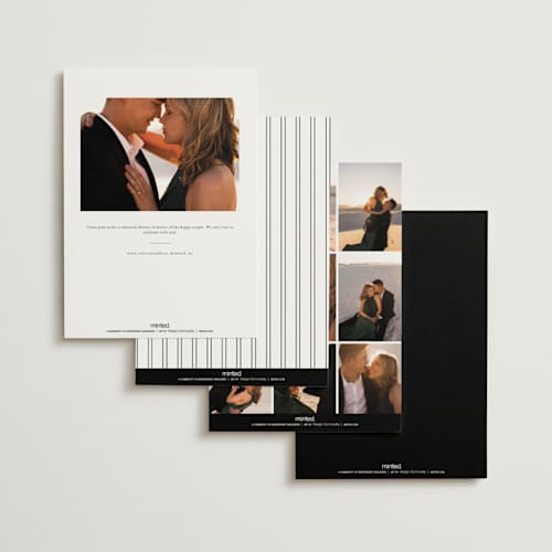 This is a snow rehearsal dinner invitations with foil pressed by Sarah Brown called traditionalist printing on signature in standard