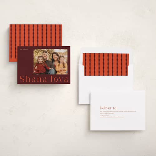 This is a pomegranate rosh hashanah cards with standard by Sumak Studio called shana tova printing on recycled smooth signature in standard