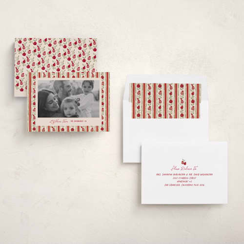 This is a apple rosh hashanah cards with standard by Creo Study called pomegranate pattern printing on recycled smooth signature in standard