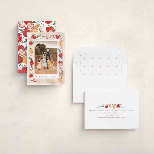 This is a maple syrup rosh hashanah cards with standard by Creo Study called fruitful new year printing on recycled smooth signature in standard