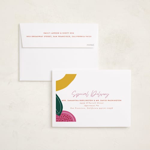 This is a apricot rosh hashanah cards with standard by Jessica Corliss called fruitful celebration printing on recycled smooth signature in standard
