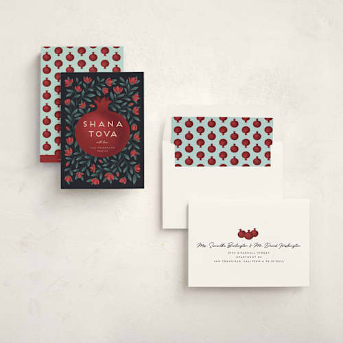 This is a evergreen rosh hashanah cards with standard by Jamie Alexander called shana tova printing on signature in standard