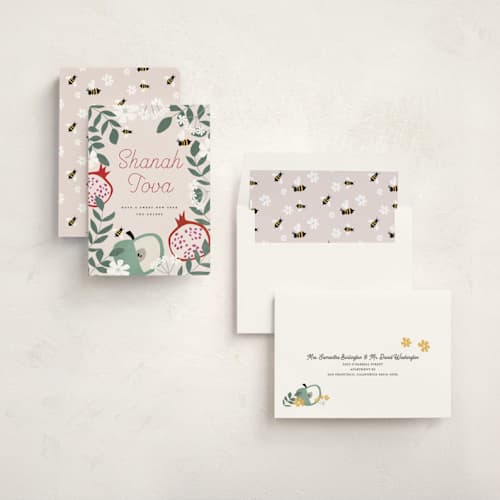 This is a rosemary rosh hashanah cards with standard by Maja Cunningham called shanah tova printing on signature in standard