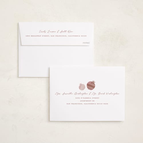 This is a peach rosh hashanah cards with standard by Pati Cascino called sweet year printing on recycled smooth signature in standard