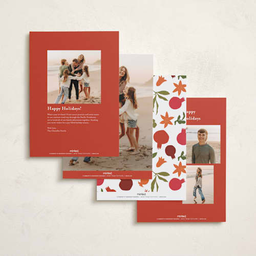 This is a pomegranate rosh hashanah cards with standard by Becky Nimoy called new year pomegranates printing on recycled smooth signature in standard