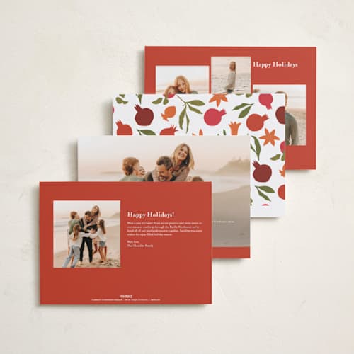 This is a pomegranate rosh hashanah cards with standard by Becky Nimoy called new year pomegranates printing on recycled smooth signature in standard