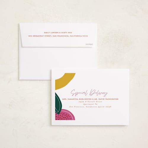 This is a apricot rosh hashanah cards with standard by Jessica Corliss called fruitful celebration printing on recycled smooth signature in standard