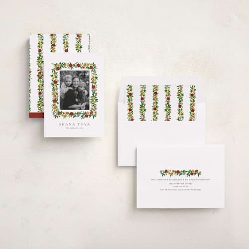 This is a bouquet rosh hashanah cards with standard by Sumak Studio called abundance printing on recycled smooth signature in standard