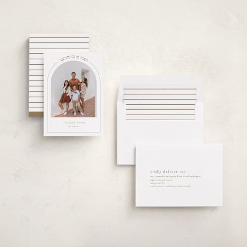 This is a topaz rosh hashanah cards with standard by Alexandra Cohn called new year arch printing on recycled smooth signature in standard
