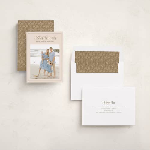 This is a stone rosh hashanah cards with standard by Laura Bolter called classic l'shanah tovah printing on recycled smooth signature in standard