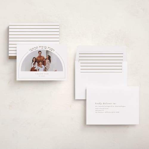 This is a topaz rosh hashanah cards with standard by Alexandra Cohn called new year arch printing on recycled smooth signature in standard