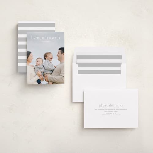 This is a cloud rosh hashanah cards with standard by Sarah Cohn called modern rosh hashanah printing on recycled smooth signature in standard