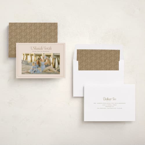 This is a stone rosh hashanah cards with standard by Laura Bolter called classic l'shanah tovah printing on recycled smooth signature in standard
